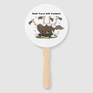 Funny vultures humour cartoon hand fan