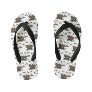Funny vultures humour cartoon kid's flip flops