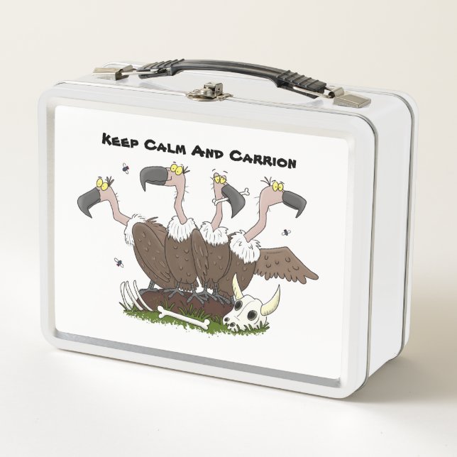 Funny vultures humour cartoon metal lunch box (Front)