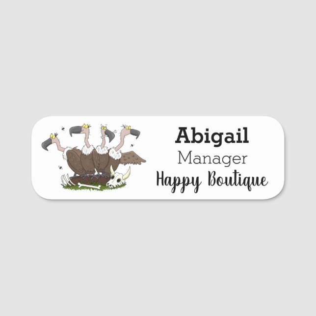 Funny vultures humour cartoon name tag (Front)