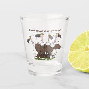 Funny vultures humour cartoon shot glass