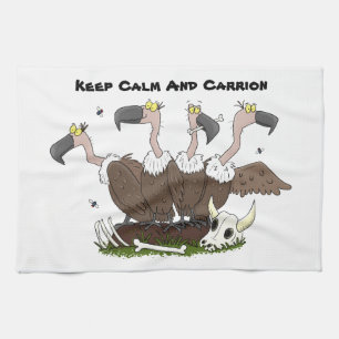 Funny vultures humour cartoon tea towel