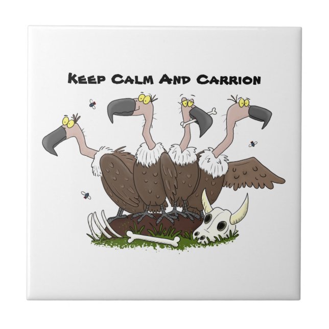 Funny vultures humour cartoon tile (Front)