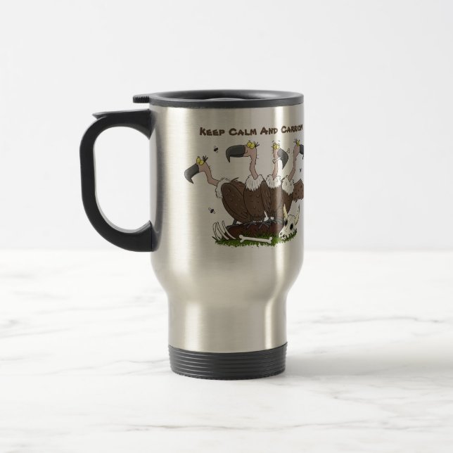 Funny vultures humour cartoon travel mug (Left)