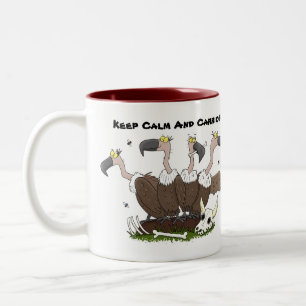 Funny vultures humour cartoon Two-Tone coffee mug