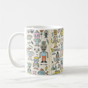 Funny Wacky Doodle Characters Set 2. Vintage Textu Coffee Mug