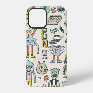 Funny Wacky Doodle Characters Set 2. Vintage Textu iPhone 12 Case