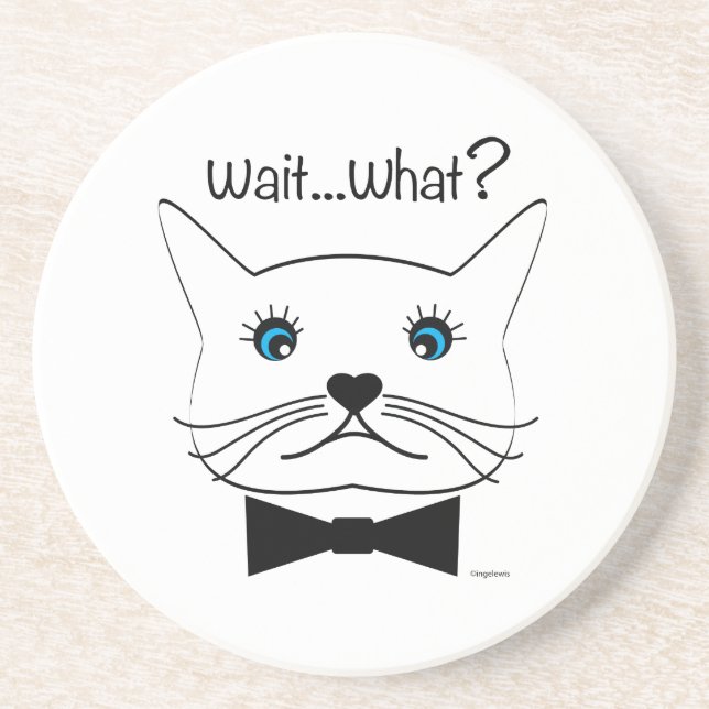 Funny Wait...What? Cross-Eyed Cat, Cool Coaster (Front)