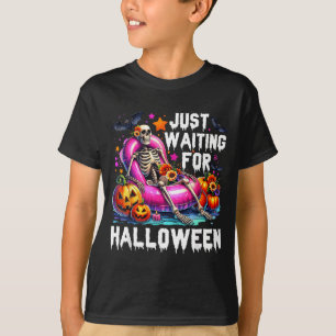 Funny Waiting For Halloween Skeleton Spooky Vibe T-Shirt