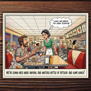Funny Waitress Life Restaurant Humour Postcard