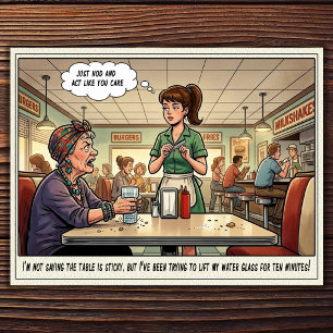 Funny Waitress Life Restaurant Humour Postcard
