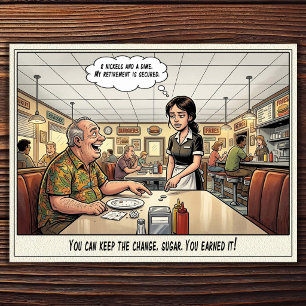 Funny Waitress Life Restaurant Humour Postcard