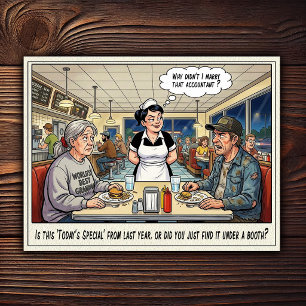 Funny Waitress Life Restaurant Humour Postcard