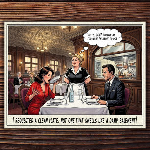 Funny Waitress Life Restaurant Humour Postcard