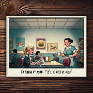 Funny Waitress Life Restaurant Humour  Postcard