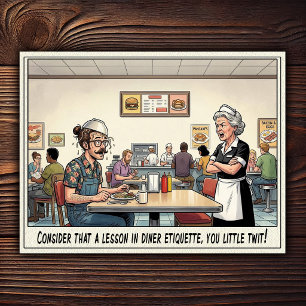 Funny Waitress Life Restaurant Humour Postcard