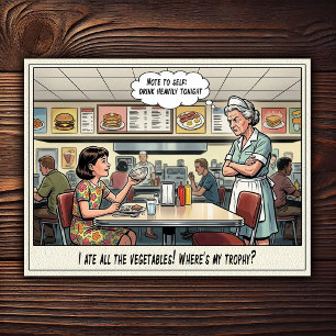 Funny Waitress Life Restaurant Humour Postcard