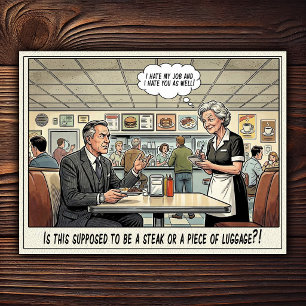 Funny Waitress Life Restaurant Humour  Postcard