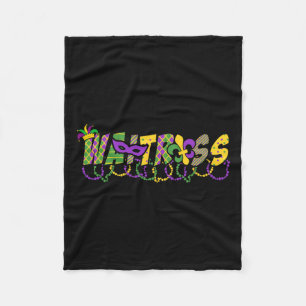 Funny Waitress Mardi Gras Shirt Festival Party Mas Fleece Blanket