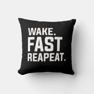 Funny Wake Fast Repeat Graphic Sarcastic Cushion