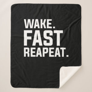 Funny Wake Fast Repeat Graphic Sarcastic Sherpa Blanket
