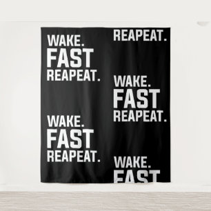Funny Wake Fast Repeat Graphic Sarcastic Tapestry