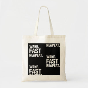 Funny Wake Fast Repeat Graphic Sarcastic Tote Bag