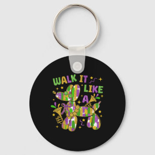 Funny Walk It Like A Dog Mardi Gras Groovy Key Ring