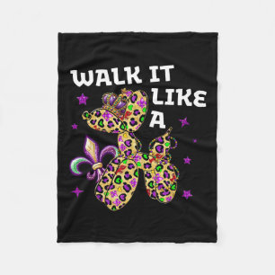Funny Walk It Like A Dog Mardi Gras Leopard Design Fleece Blanket