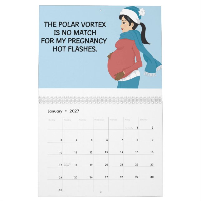 Funny Wall Calendar for Pregnant Women (Jan 2027)
