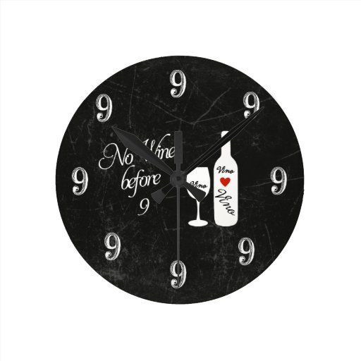 Image of Funny Wall Clock - No Wine before 9