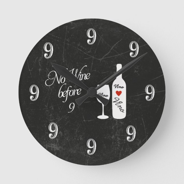 Funny Wall Clock - No Wine before 9 (Front)