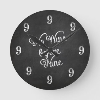 Funny Wall Clock - No Wine before Nine Chalkboard