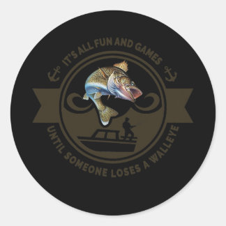 Funny Walleye Fishing Fresh Water Fishing Classic Round Sticker