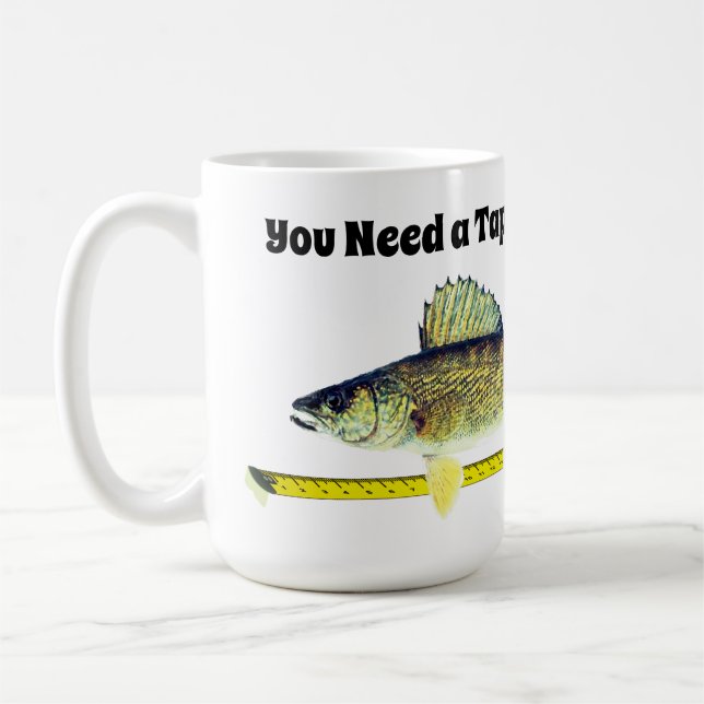 Funny Walleye Pike and Tape Measure Coffee Mug (Left)