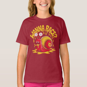 Funny "Wanna Race?" Cute Snail Humour Kids T-Shirt