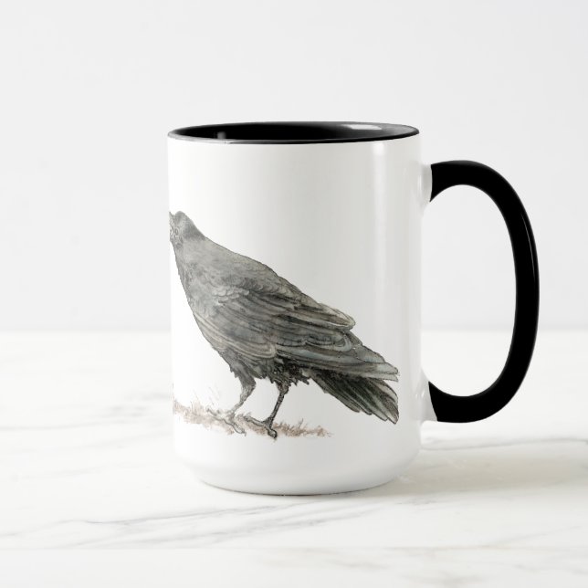 Funny Want Cake with Coffee? Ravens Bird Mug (Right)