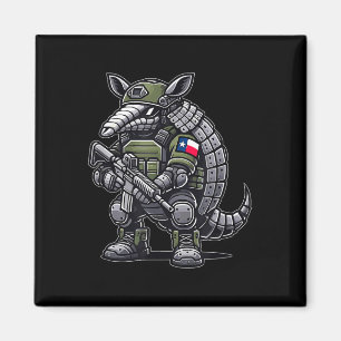 Funny War-madillo The Veteran Tactical Texas Flag Magnet