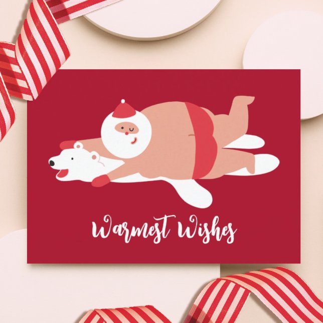 Funny Warmest Wishes Santa Holiday Card (Creator Uploaded)