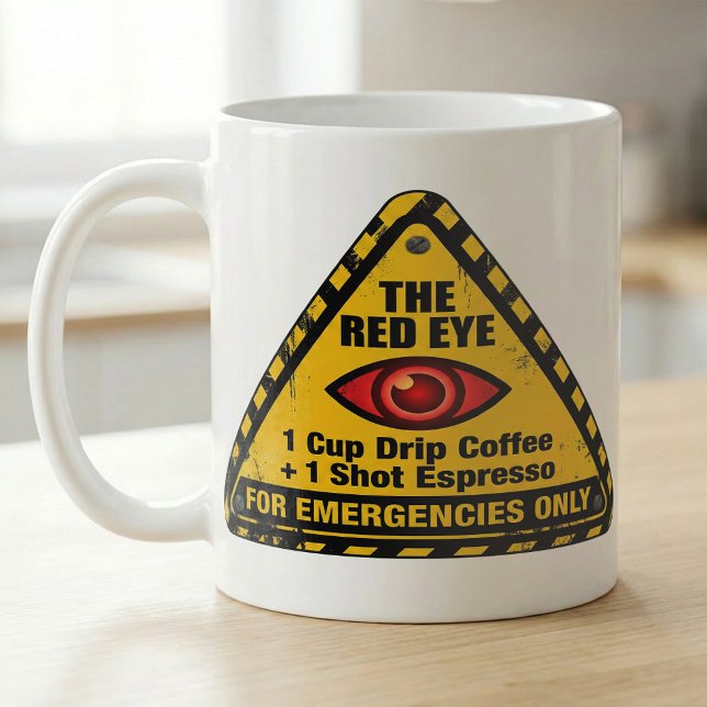 Funny Warning Caffeine Emergency Red Eye Recipe Coffee Mug (Creator Uploaded)