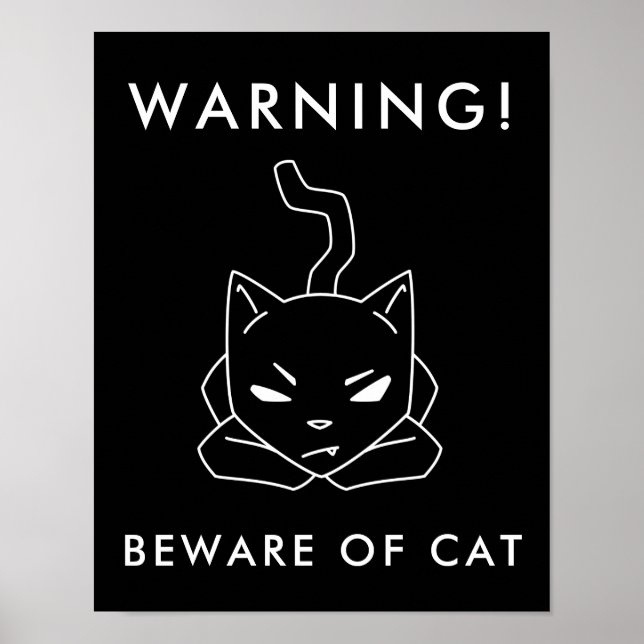 Funny Warning Cat | Beware of Angry Cat Poster (Front)