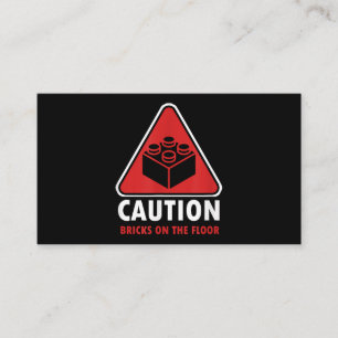 Funny Warning Caution Building Blocks Bricks On Fl Business Card