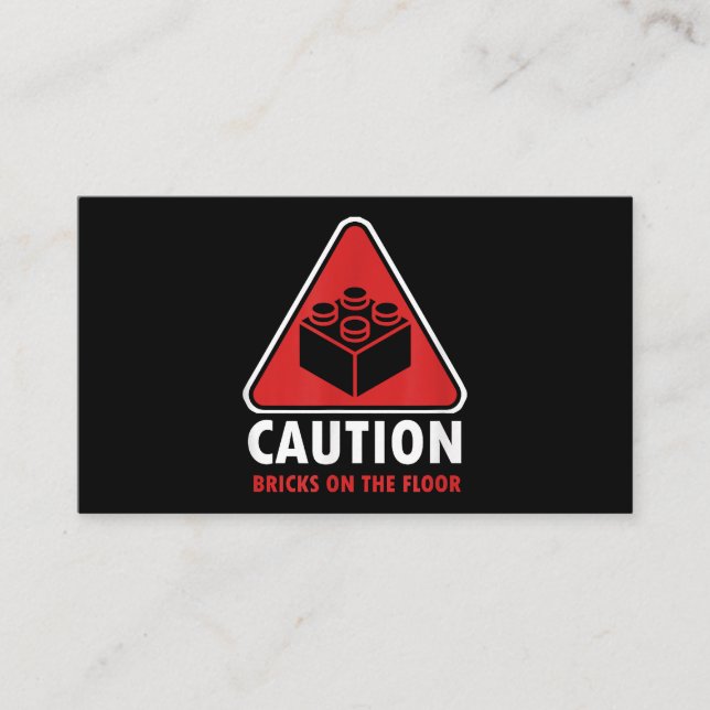 Funny Warning Caution Building Blocks Bricks On Fl Business Card (Front)