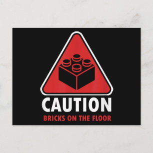 Funny Warning Caution Building Blocks Bricks On Fl Holiday Postcard