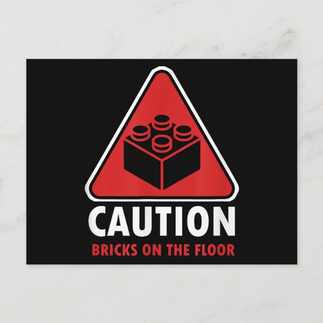 Funny Warning Caution Building Blocks Bricks On Fl Holiday Postcard (Front)
