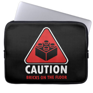 Funny Warning Caution Building Blocks Bricks On Fl Laptop Sleeve