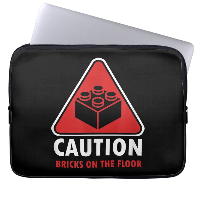 Funny Warning Caution Building Blocks Bricks On Fl Laptop Sleeve (Front)