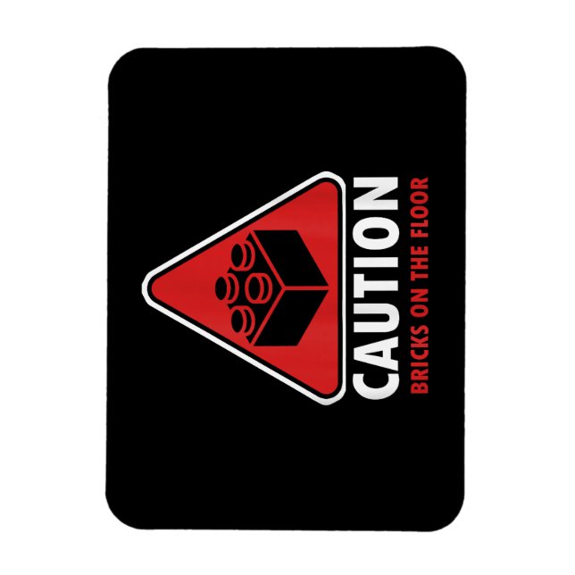 Funny Warning Caution Building Blocks Bricks On Fl Magnet (Vertical)