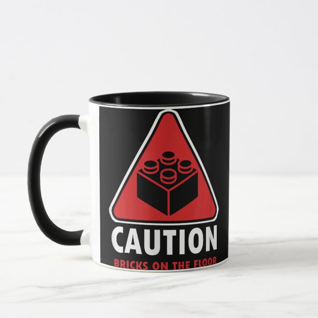 Funny Warning Caution Building Blocks Bricks On Fl Mug (Left)