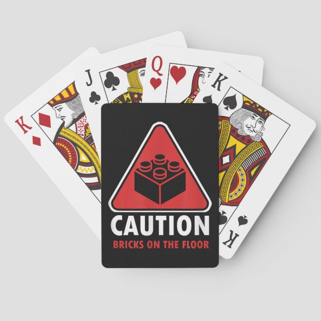 Funny Warning Caution Building Blocks Bricks On Fl Playing Cards (Back)